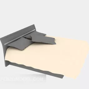 Wood Bed Yellow Blanket 3d model