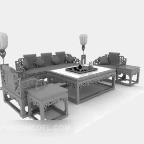 Chinese Wooden Furniture Sofa 3d model