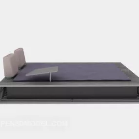 Simple Wooden Bed Dark Color 3d model