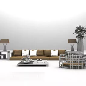 Modern Sofa With Floor Lamp 3d model