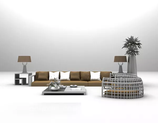 Modern Sofa With Floor Lamp 3d model Modern Sofa With Floor Lamp 3d model