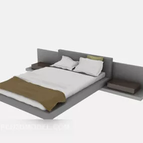 Double Bed White Color 3d model