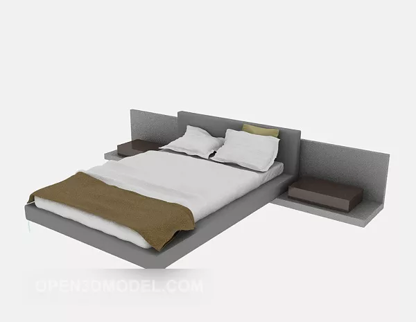 Double Bed White Color 3d model Double Bed White Color 3d model