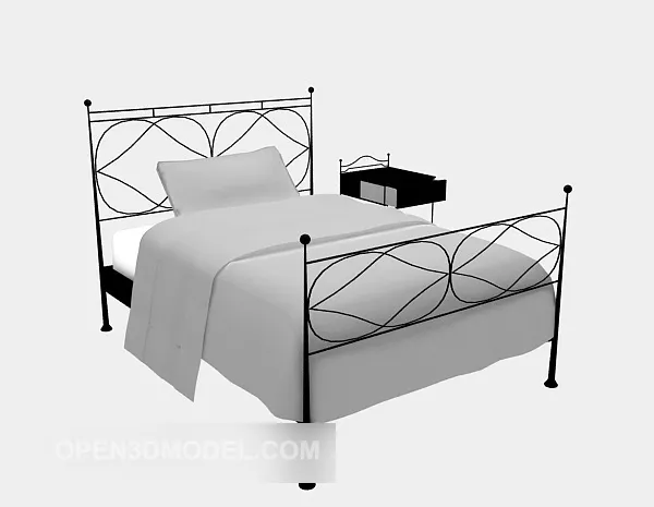 Iron Single Bed Antique Style 3d model Iron Single Bed Antique Style 3d model