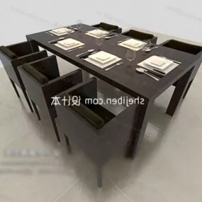 6-person Dining Table And Chair Furniture 3d model