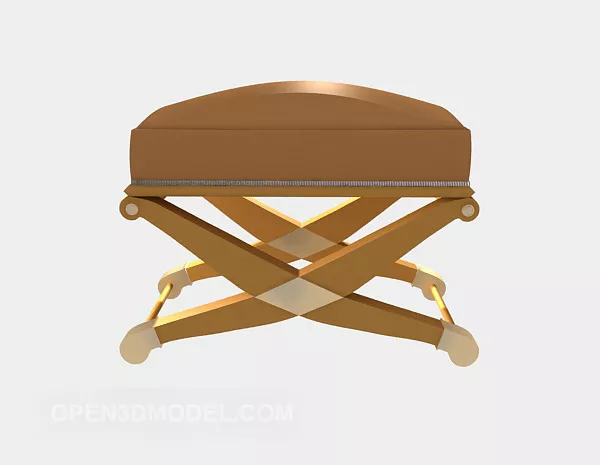 Carved Wood Stool Elegant Style 3d model