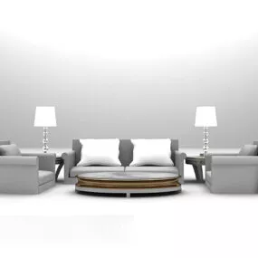 Modern Sofa Furniture With Lamp Set 3d model