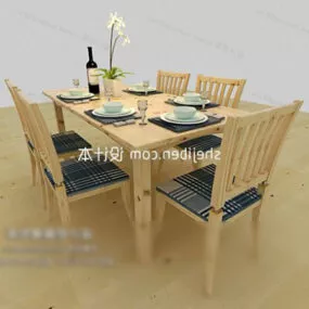 Wooden Dinning Table 3d model
