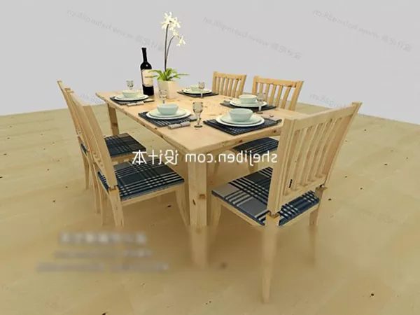 Wooden Dinning Table 3d model Wooden Dinning Table 3d model