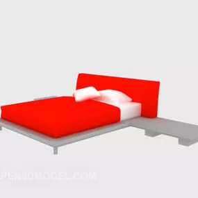Double Bed Red Color 3d model
