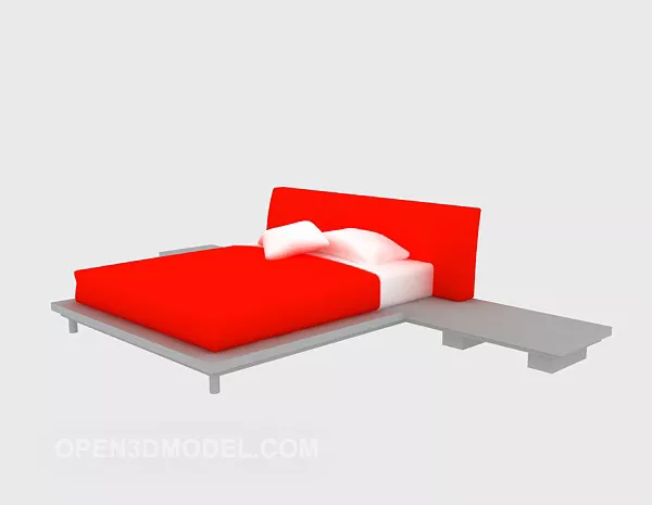 Double Bed Red Color 3d model Double Bed Red Color 3d model