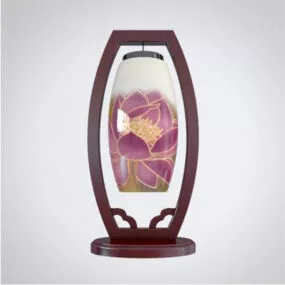 Wooden Table Lamp Chinese Traditional Style 3d model