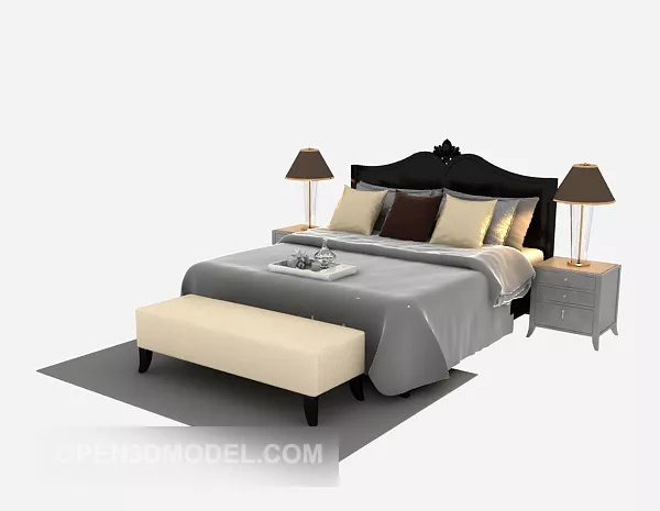 Hotel Modern Double Bed 3d model Hotel Modern Double Bed 3d model