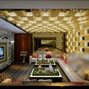 Bar Club Room With Lighitng 3d model