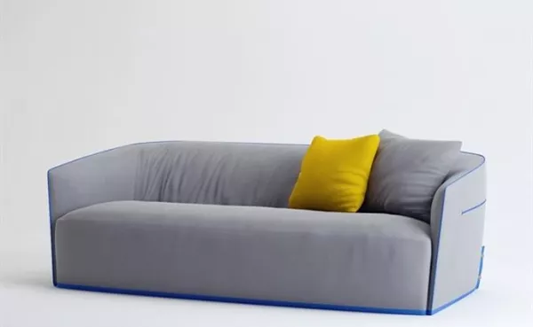 Grey Sofa With Yellow Pillow 3d model Grey Sofa With Yellow Pillow 3d model