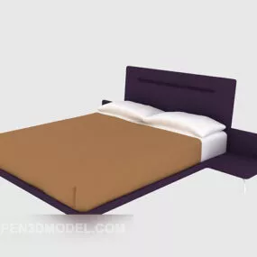 Modern Double Bed Brown Mattress 3d model