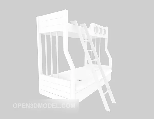 Up And Down Wooden Bed White Painted 3d model Up And Down Wooden Bed White Painted 3d model