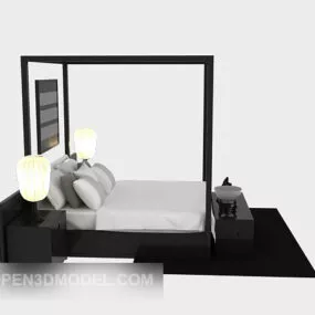 Wood Bed Poster 3d model