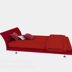 Modern Bed Red Fabric 3d model