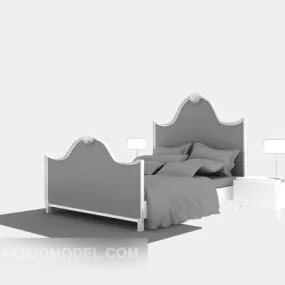 Modern Wood Bed European Design 3d model