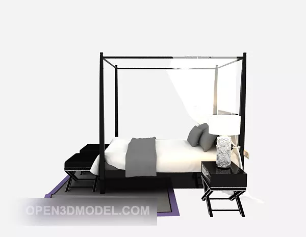 European Modern Poster Bed 3d model European Modern Poster Bed 3d model