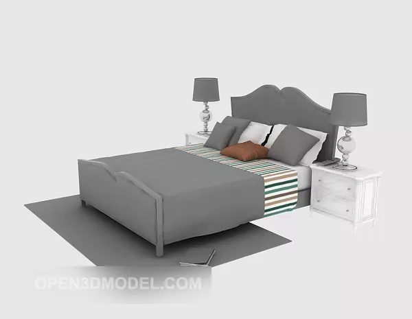 Hotel European Double Bed 3d model Hotel European Double Bed 3d model