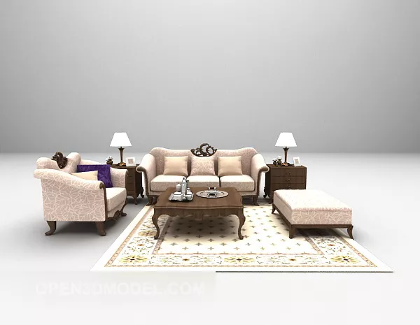 European Light Furniture Vintage Sofa 3d model European Light Furniture Vintage Sofa 3d model