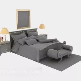 European Bed Furniture Set 3d model