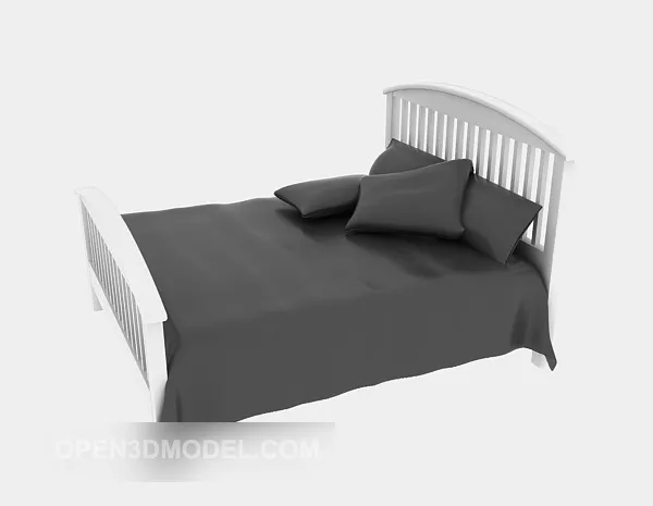Wood Bed Grey Mattress 3d model Wood Bed Grey Mattress 3d model
