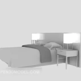 Hotel Bed With Table Lamp 3d model