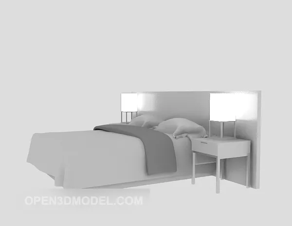 Hotel Bed With Table Lamp 3d model Hotel Bed With Table Lamp 3d model