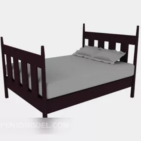 Wooden Single bed 3d model