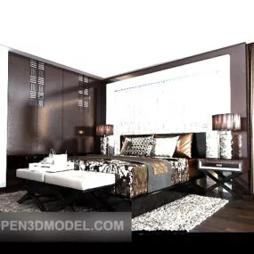 Double Bed Bedroom Interior 3d model