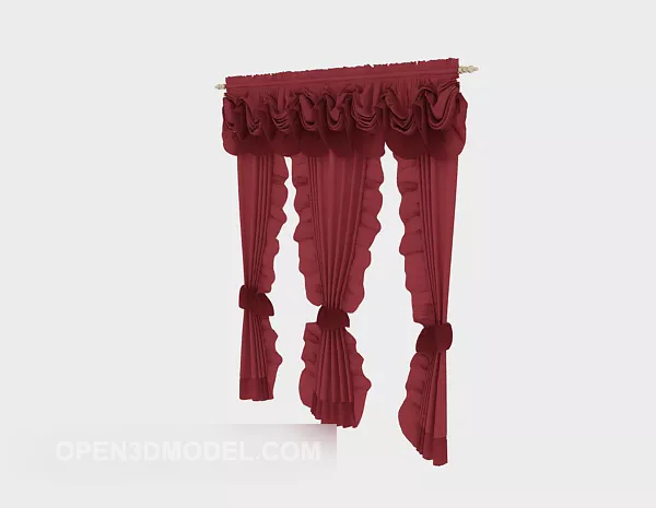 Pink Curtain Wrinkled 3d model