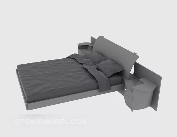Wood Bed Grey Color 3d model Wood Bed Grey Color 3d model