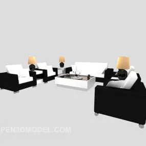 Modern Furniture Sofa Black White 3d model