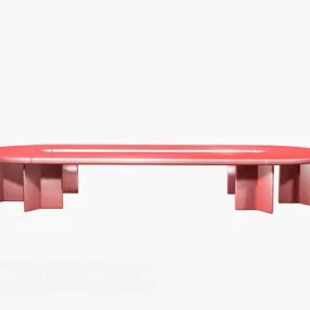 Wood Oval Conference Table 3d model