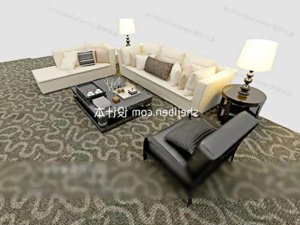 Combination Sofa Table Carpet 3d model Combination Sofa Table Carpet 3d model