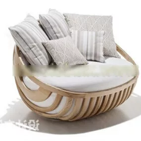 Wooden Round Sofa 3d model