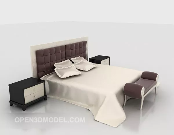 White Nightstand Antique Style 3d model