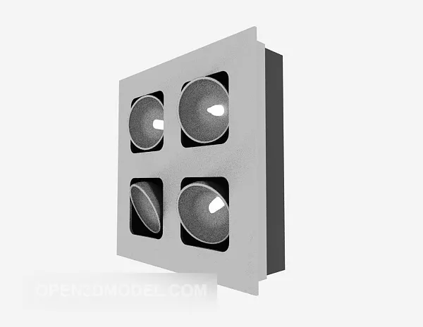 Chandelier Square Four Spotlights 3d model Chandelier Square Four Spotlights 3d model