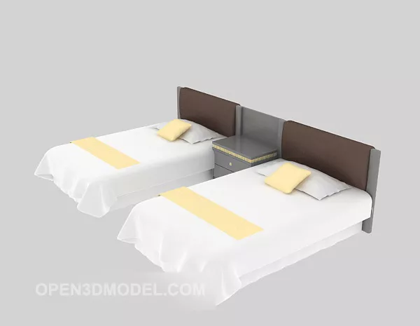 Twin Single Bed Furniture Set 3d model Twin Single Bed Furniture Set 3d model