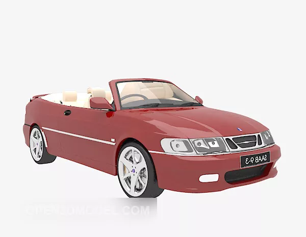 Red Convertible Trolley Car 3d model Red Convertible Trolley Car 3d model