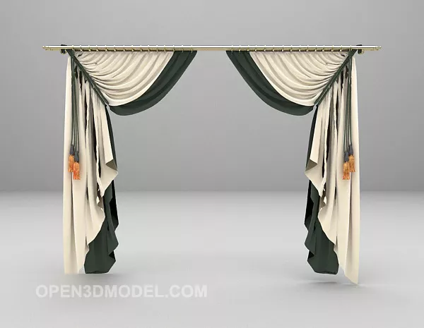 Curtain With Textile 3d model