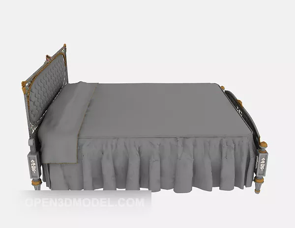 European Grey Wooden Bed 3d model European Grey Wooden Bed 3d model