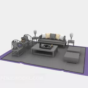 Wooden Sofa Antique Asian Style 3d model