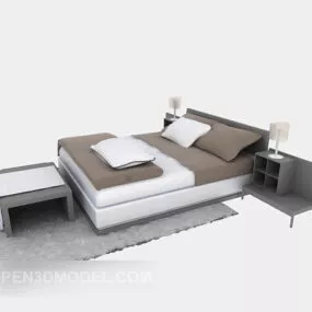 Modern Style Bed With Daybed Carpet 3d model