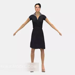 Long Skirt Lady Character 3d model