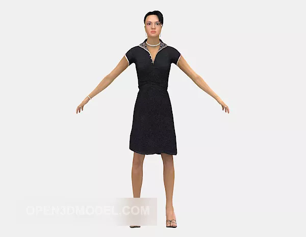 Lady Girl With Silver Earrings 3d model