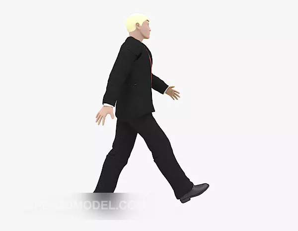 Black Suit Men Walking Character 3d model Black Suit Men Walking Character 3d model